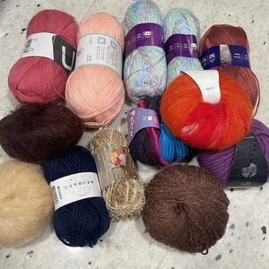 Mixed Yarn Lot Wool Acrylic Mohair Lana Grossa Annie’s Hobbii And More New
